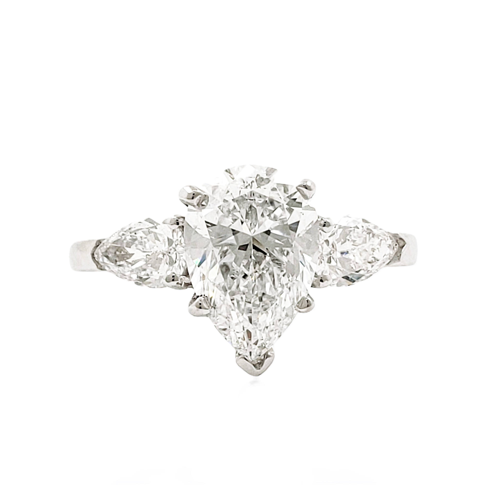Three Stone Pear Shape Diamond Ring